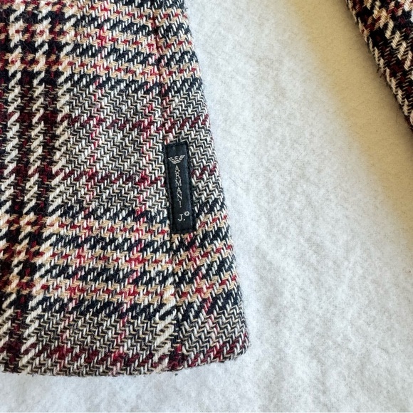 Armani Jeans Vintage Classic Plaid | Herringbone Wool Blend Blazer Size 6 - Picture 8 of 15